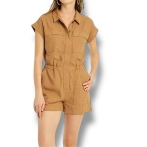 Universal Thread Linen Blend Romper Short Sleeve Tan Target Women’s Size  10